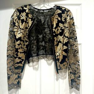 Beautiful Gold and black blazer see through cropped